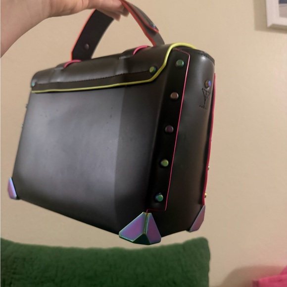 Michael Kors Manhattan Black Handbag with Neon Trim - Picture 5 of 5